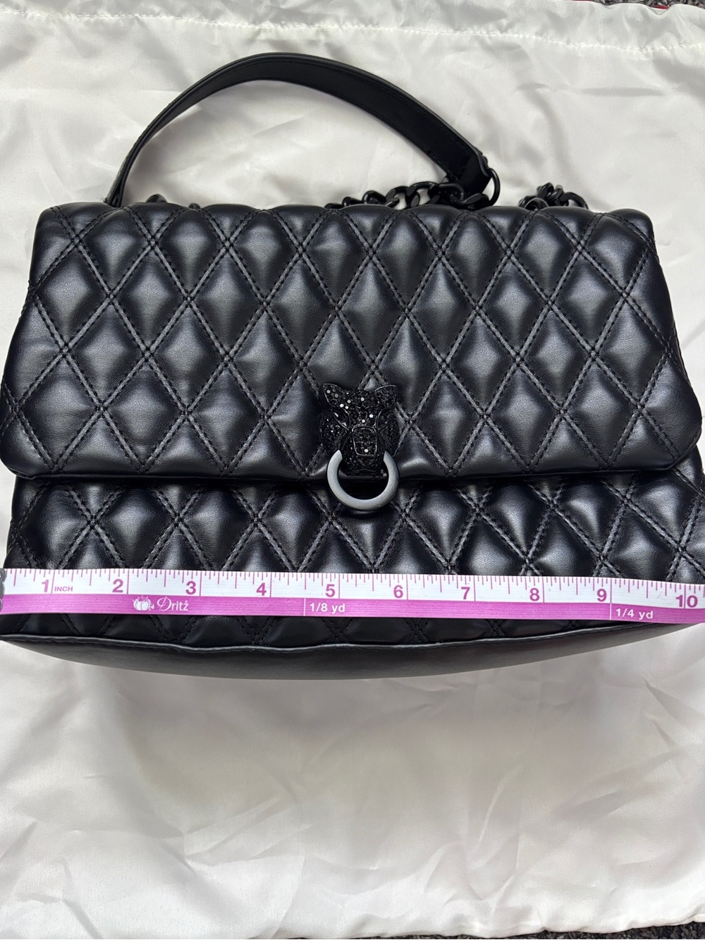 ALDO Black Quilted Shoulder Bag with Chain Strap - Picture 6 of 9
